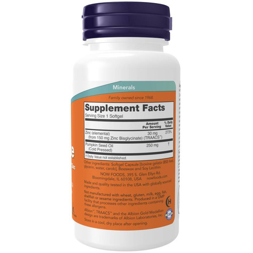 Now Foods Zinc Glycinate Supports Immune System & Skin Health 120 Softgels
