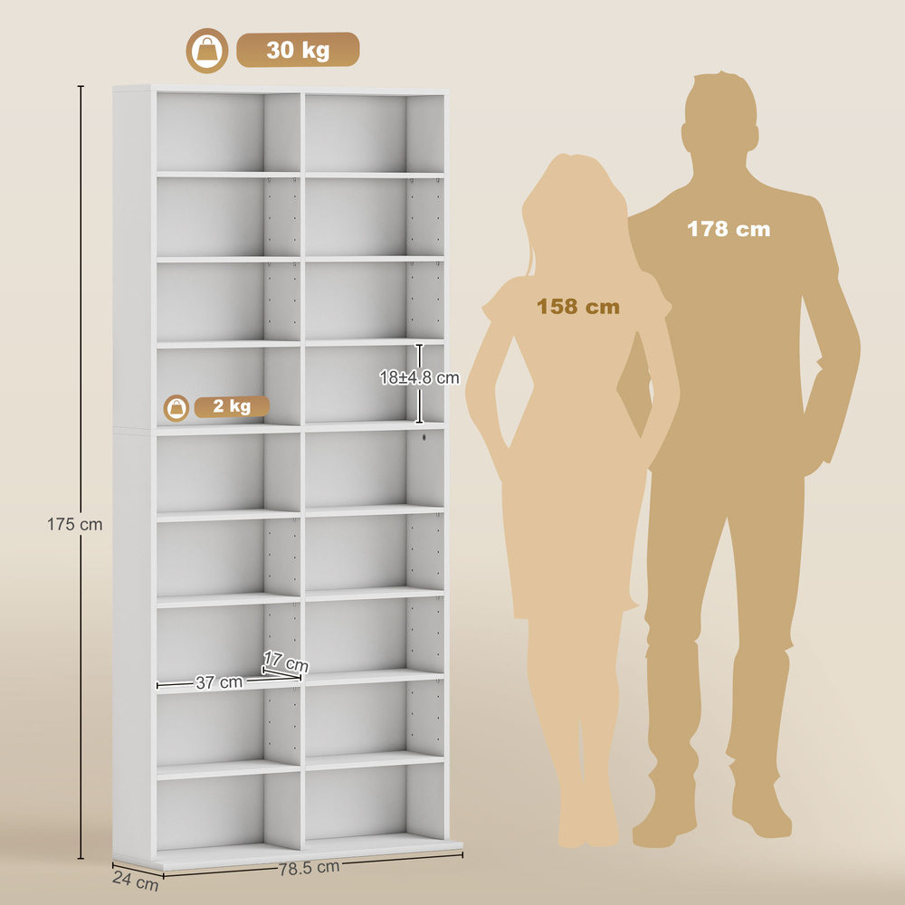 HOMCOM 640 CD Storage Tower - White