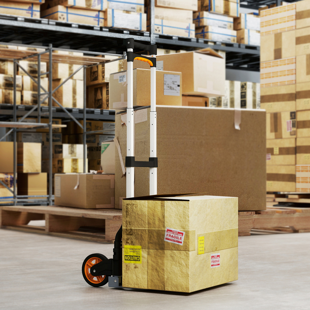 HOMCOM Folding Sack Truck, 70kg Lightweight Hand Truck with Wheels, Foldable Trolley Cart with Telescoping Handle for Warehouse, Office, Luggage, Silver Tone