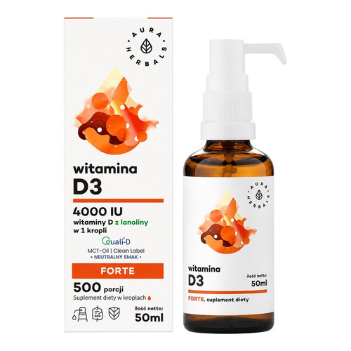 AURA HERBALS Vitamin D3 Forte 4000 IU in MCT Oil Drops 50ml