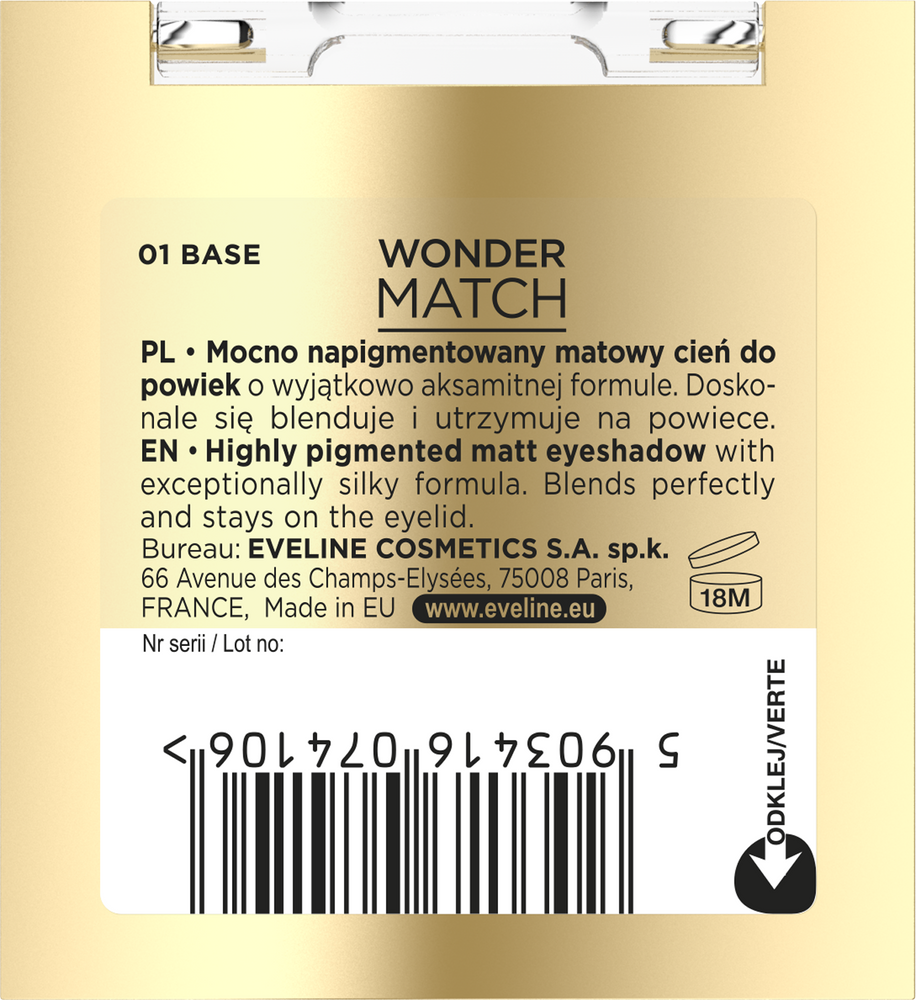 Eveline Wonder Match Mono Cień do Powiek 03 Warm Nude 1szt