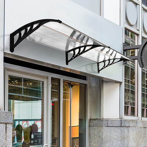 Outsunny Front Door Canopy Outdoor Awning Aluminium Rigid Plastic Polycarbonate Rain Shelter UV Water Rain Resistant 75 x 195 cm White