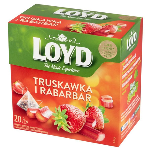 Loyd Herbatka Owocowa Aromatyzowana o Smaku Truskawki i Rabarbaru 20x2g