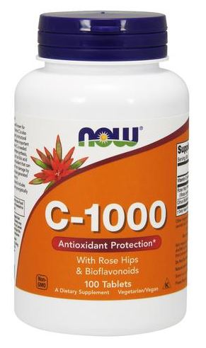 Now Foods Vitamin C-1000 Rosehip + Bioflavonoids Supports Immune and Nervous Systems 100 Tablets