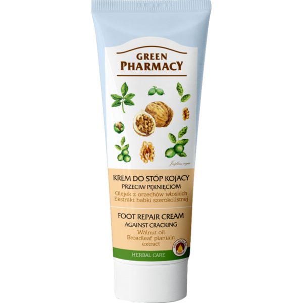 Green Pharmacy Foot Repair Cream against Cracking with Walnut Oil and Broad-Leaf Plantain Extract 75ml