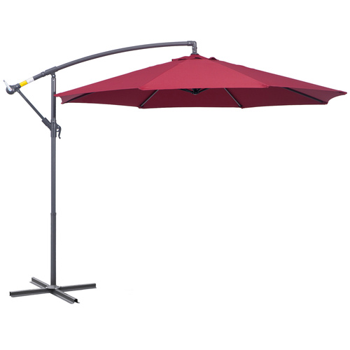 Outsunny 3m Water Resistant Terylene Hanging Parasol Wine Red