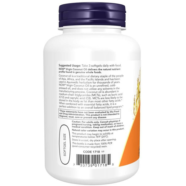 Now Foods Virgin Coconut Oil 1000mg 120 Softgels