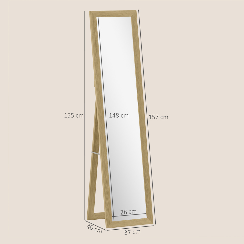 HOMCOM 37 x 157 cm Full Length Mirror - Natural