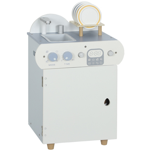 AIYAPLAY Wooden Dishwasher Playset, Kitchen Sink Toys with Faucet, Sink and Accessories, Gift for Boys Girls Toddlers