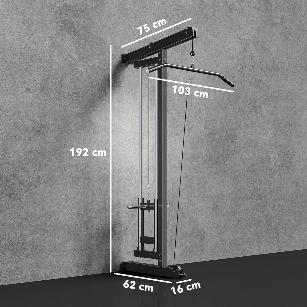 SPORTNOW Wall Mounted Lat Pull Down Machine, Crossover Cable Machine with High & Low Pulleys for Home Gym Full Body Workout