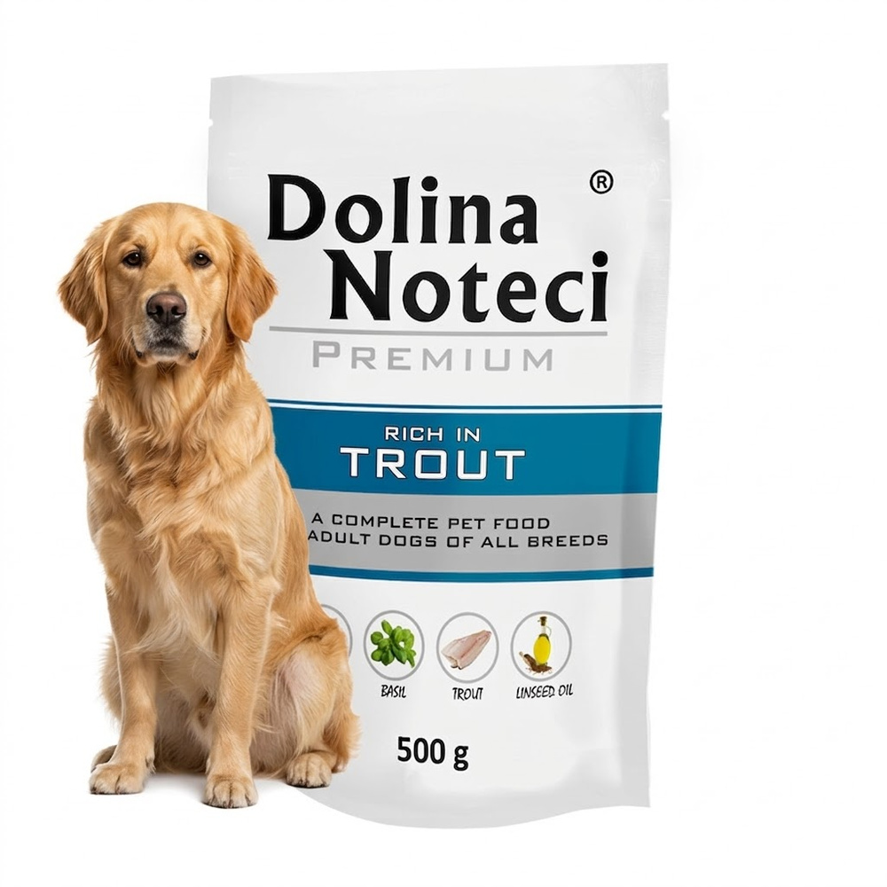 Dolina Noteci Premium Trout Mokra Karma dla Psa Bogata w Pstrąga dla Dorosłych Psów Wszystkich Ras 500g