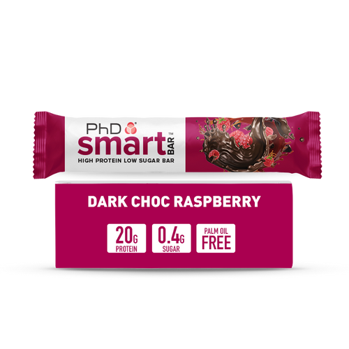 PhD Smart High Protein Low Sugar Bar Dark Choc with Raspberry 64g