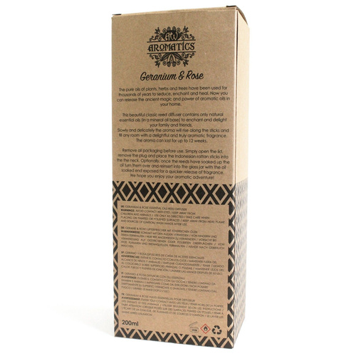 200ml Geranium & Rose Essential Oil Reed Diffuser