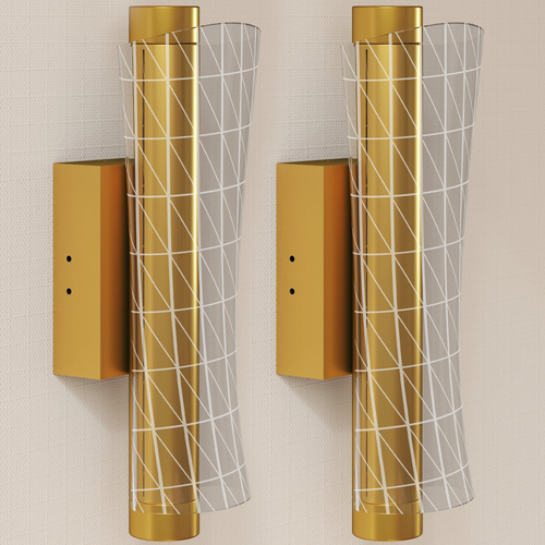 HOMCOM Led Wall Lamp 2 Pack, 9W Modern Indoor Geometric Mesh Wall Light, Colour Temperature Adjustable 3000K/4000K/6500K for Bedroom, Living Room, Hallway, Stairs, Gold Tone