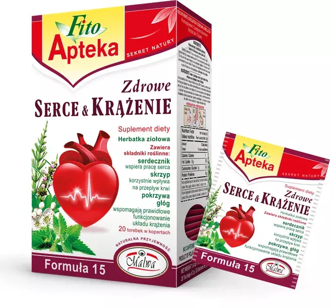 Malwa Fito Apteka Zdrowe Serce i Krążenie Herbatka Ziołowa z Serdecznikiem i Skrzypem 20x2g