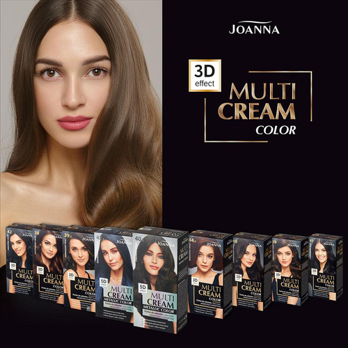 Joanna Multi Cream Trwały Intensywny Kolor Włosów Farba Pielęgnująca 39.5 Herbaciany Brąz 60x40x20g