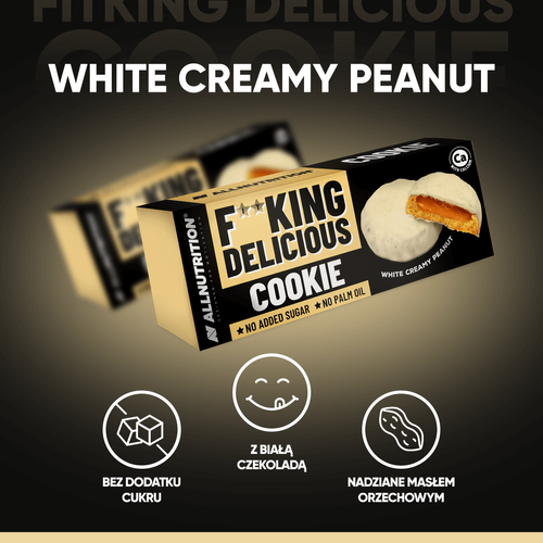 Allnutrition Fitking Delicious Cookie White Creamy Peanut Kruche Ciasteczka 128g