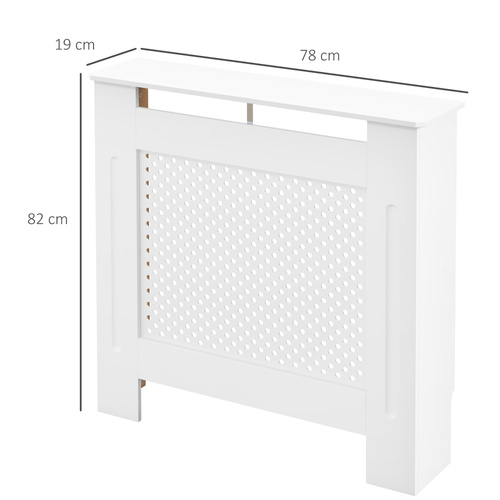 HOMCOM Wooden Radiator Cover Heating Cabinet Modern Home Furniture Grill Style  White Painted (Small)