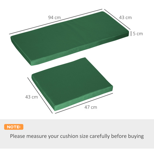 Outsunny Outdoor Seat Cushion Pads for Rattan Furniture, 3 PCs Garden Furniture Cushions, Green
