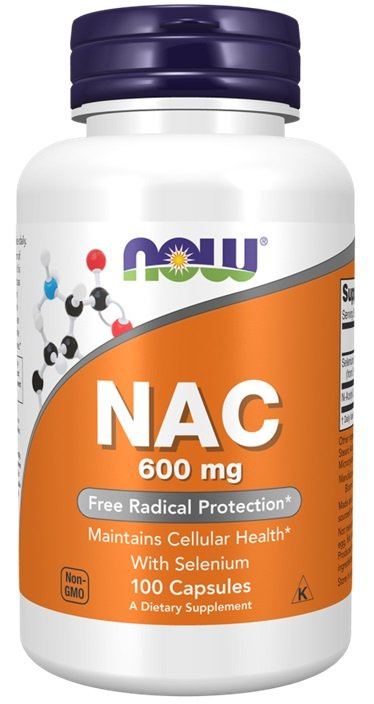 Now Foods NAC with Selenium 600mg N-Acetyl Cysteine ​​Supports Body Detoxification 100 Capsules