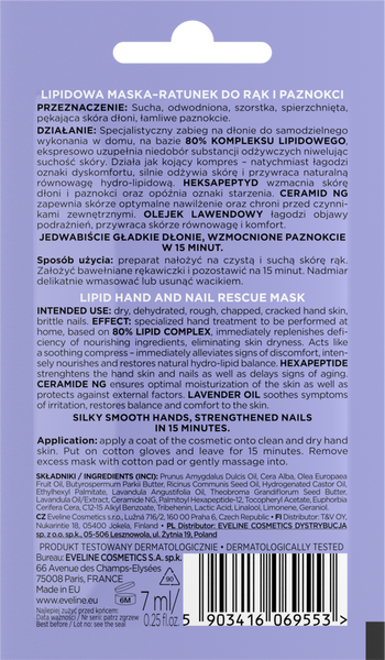 Eveline Lipidowa Maska-Ratunek na Suche Dłonie i Łamliwe Paznokcie 7ml