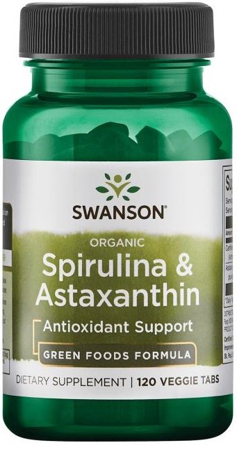 Swanson Spirulina i Astaksantyna na Energię i Ochronę Komórek 120 Tabletek