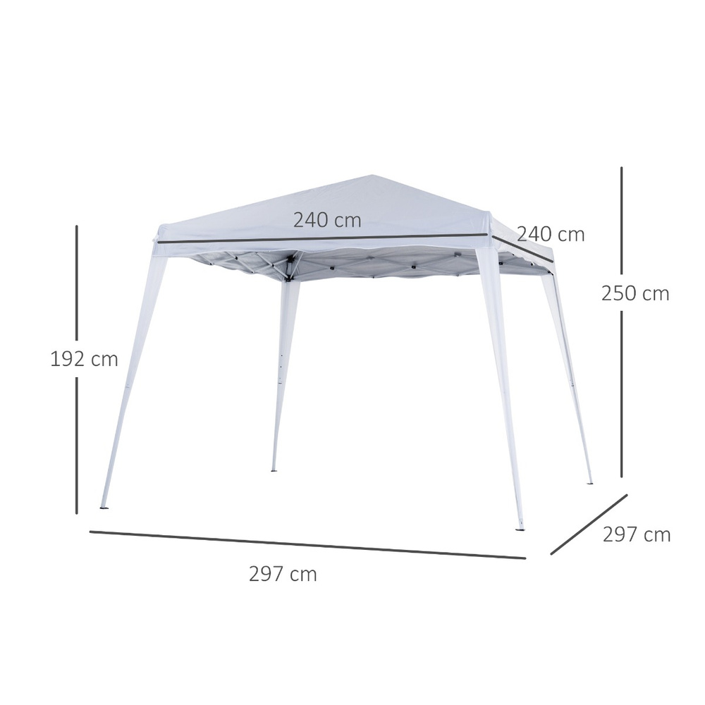 Outsunny 3 M x 3 M Base/ 2.5 M x 2.5 M Top Pop Up Gazebo with Carry Bag, Height Adjustable Slant Leg Party Tent Instant Event Shelter for Garden, Patio, White