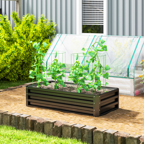 Outsunny Raised Beds for Garden, Galvanized Outdoor Planters, for Herbs and Vegetables, Use for Patio, Backyard, Balcony, Grey