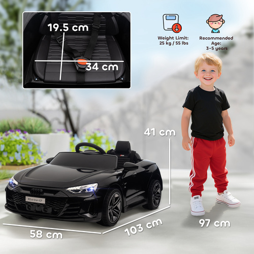 HOMCOM Audi Licensed 12V Kids Electric Ride-On, with Remote Control, Suspension System, Lights, Music, Motor - Black
