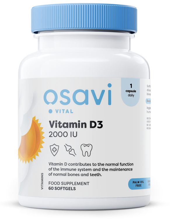 Osavi Vitamin D3 2000IU Supports Immune System and Bone Health 60 Softgels