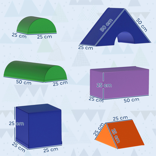 HOMCOM 11-Piece Kids Soft Play Set, Foam Block, Toys for Climbing, Crawling, Multicoloured