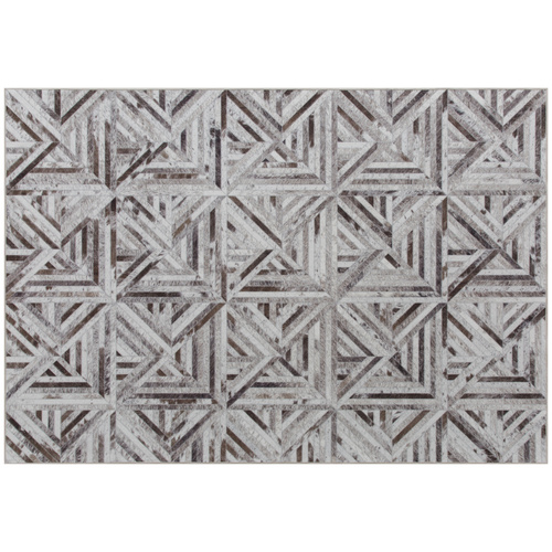 HOMCOM Modern Area Rug, Triangle Pattern Non-Slip Washable Rug, Chenille Floor Carpet for Living Room, Bedroom, Dining Room, Home Office, 170 x 120 cm, Brown