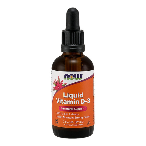 Now Foods Vitamin D-3 Liquid 400 IU Supports Bone Brain and Immune System Health 59ml
