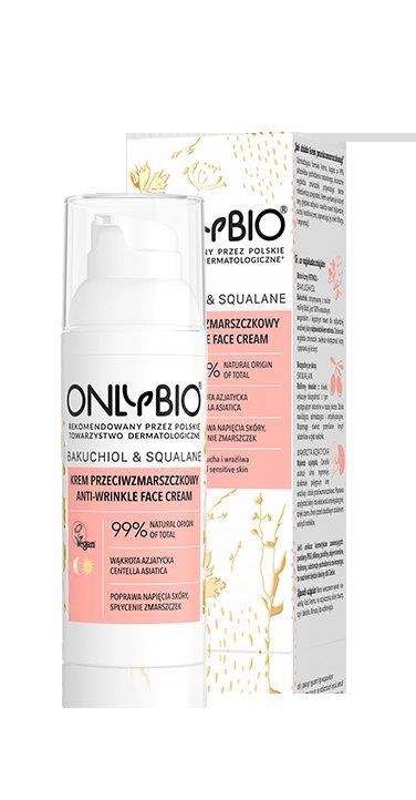OnlyBio Krem Przeciwzmarszczkowy z Bakuchiolem i Skwalanem dla Cery Suchej i Wrażliwej 50ml