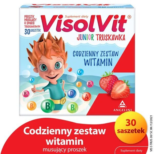 Visolvit Junior Truskawka Zestaw Witamin dla Dzieci na Odporność 30 Saszetek