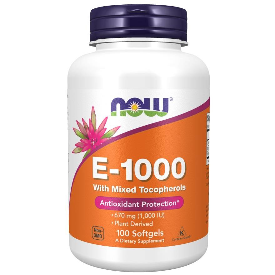 Now Foods Vitamin E-1000 Natural Mixed Tocopherols Wspiera Odporność 100 Kapsułek