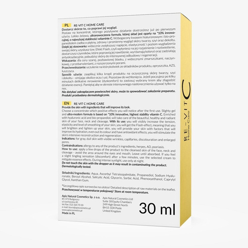 Apis Re-Vit C Home Care Esencja z 10% Witaminy C z Kwasem Hialuronowym 30ml