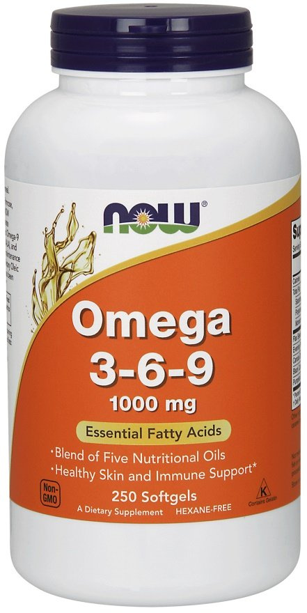 Now Foods Omega 3-6-9 1000mg Supports Cardiovascular System 250 Capsules