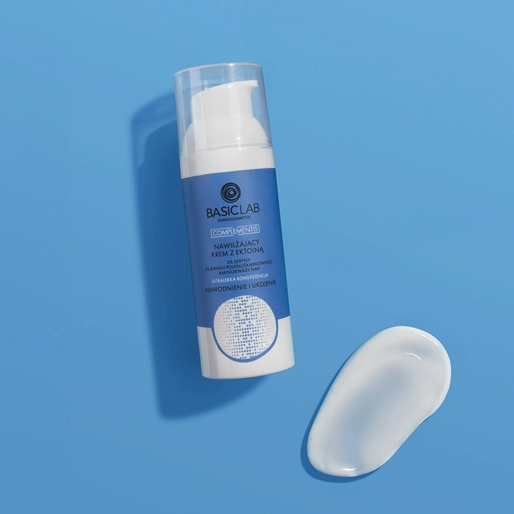 BasicLab Complementis Nawilżający Krem z Ektoiną o Ultralekkiej Konsystencji Nawodnienie i Ukojenie na Dzień i na Noc 50ml