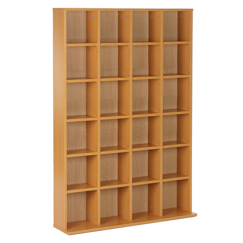 HOMCOM CD Storage Unit with Adjustable Shelves, Suitable for up to 456 CDs, 89 x 130.5 cm, Beech Wood Finish