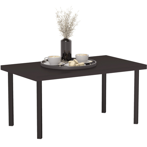 Outsunny Metal Garden Coffee Table, Rectangular Outdoor Side Table with Woodgrain Tabletop, Foot Pads for Outside, Garden, Balcony, Porch, 95 x 55 x 46cm, Brown