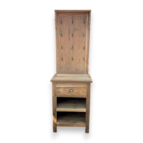 Display Stand with Hooks and Storage