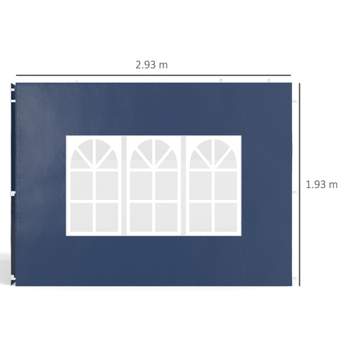 Outsunny Set of Two 3 x 3(m) Gazebo Frame Replacement Walls - Blue