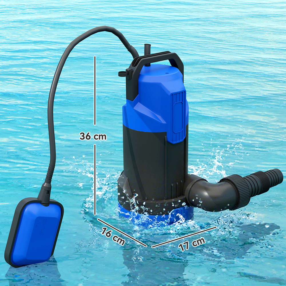 Outsunny 750W Submersible Water Pump for Dirty/Clean Water, 20000L/H Electric Sump Pump with Float Switch, Drain Water from Garden Pond, Hot Tub, Ditches, Portable and Lightweight