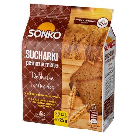 Sonko Delikatne i Chrupiące Sucharki Pełnoziarniste bez Tłuszczu Palmowego 225g