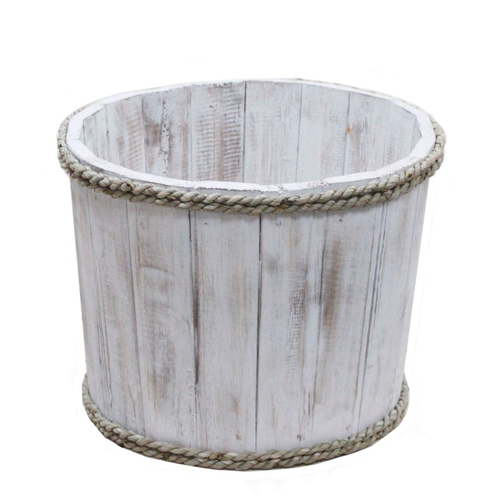 Small Wooden Storage Tub – Whitewash