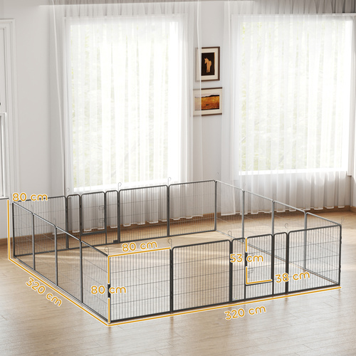 PawHut 16 Panels Heavy Duty Puppy Playpen, for Small and Medium Dogs, Indoor and Outdoor Use - Grey
