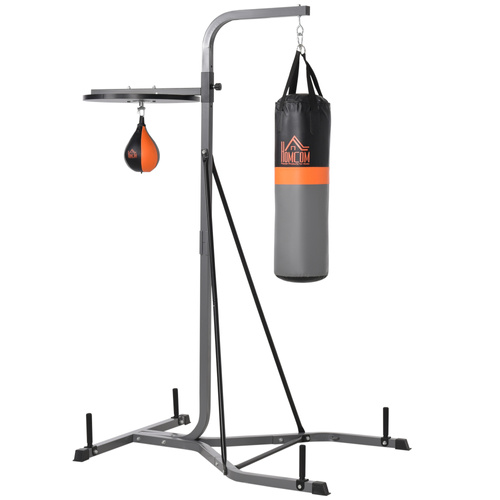 HOMCOM Freestanding Boxing Punch Bag & Speed ball Station, for Home Gym, Grey