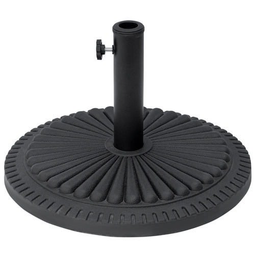 Outsunny 14kg Round Cement Parasol Base Umbrella Weight Stand Holder Fits Φ35mm,Φ38mm,Φ48mm Pole for Patio Outdoor Garden - Black