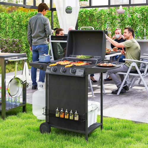 Outsunny Four Burner Gas Grill BBQ - Black